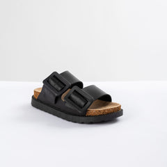 Kenzy Black Jelly Sandal with Leather Strap - Top View
