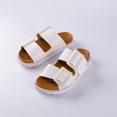 Kenzy White Chunky Platform Jelly Sandal - Adjustable Buckle Detail