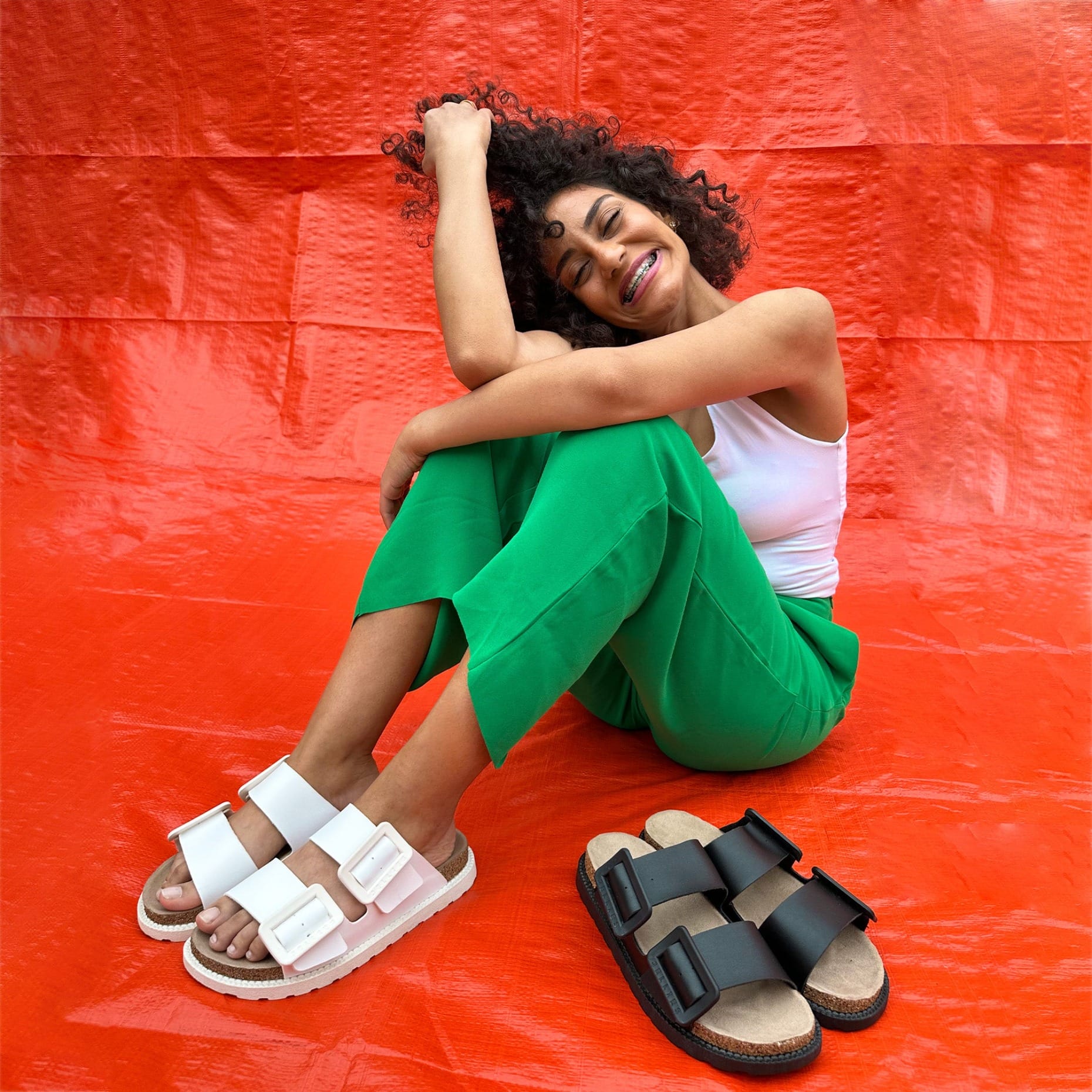 Kenzy Chunky Jelly Sandals - White & Black Options Side by Side