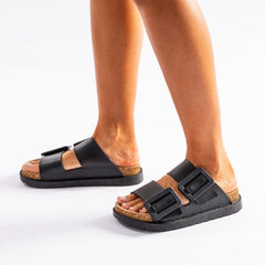 Kenzy Black Leather Strap Jelly Sandal - Women's Size 36/37